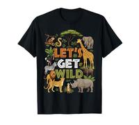 Let's Get Wild Safari Jungle Zoo Animals Giraffe Lion T-Shirt