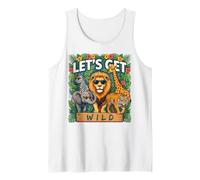 Let's Get Wild Safari Zoo Animals Novelty Graphic Tank Top