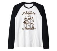 Let's Give 'Em Pumpkin Duck Fall Pun Raglan Baseball Tee
