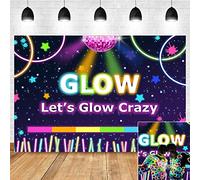 Let's Glow Crazy Party Photography Backdrop Retro Disco for Youth Hip Hop Birthday Photo Booth Studio Props Decoration Teens Neon Party Banner Supplies 5x3ft Photo Background
