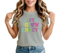 Lets Glow Crazy Womens Graphic T-Shirt Neon Glow Party Style Event Tee Small
