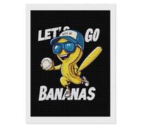 Let's Go Bananas Baseball-1 Diamond Painting Kits Round Full Drill Cross Stitch Art Pictures for Home Wall Decor 12"x16"