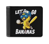 Let's Go Bananas Baseball-1 Men's Bifold Wallet Slim Cash Card Holder Leather Purse