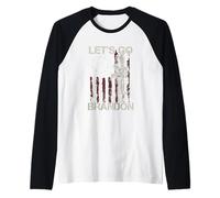 Lets Go Brandon Gun American Flag Patriots Let's Go Brandon Raglan Baseball Tee