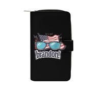 Let's Go Brandon USA Flag Long Zippered Pouch Slim Clutch Organizer Purse Money and Credit Card Holder for Men Women