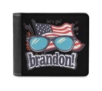 Let's Go Brandon USA Flag Printed Bifold Wallet with Hidden Compartments Pocket Money and Credit Card Holder for Men Women