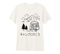 Lets Go Camping Japanese Style Writing Cute RV Motorhome Premium T-Shirt