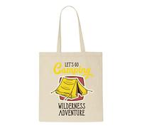 Let's go camping wilderness statement (adventure design graphic) [BSTS1] tote style shopping bag - natural