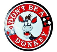 LETS GO CORNHOLE Don't Be A Donkey Poker Card Protector, Card Guard Lucky Charm with Velvet Pouch, Red and Black Casino Texas Holdem Card Player Trinket Gift Heavy Metal chip
