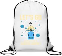 Let's Go Crazy In A Scooter Journey Gym Sack Casual Drawstring Bag White