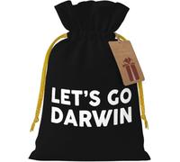 Let's Go Darwin Reusable burlap bag with drawstring for Christmas and party favors