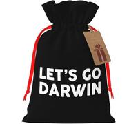 Let's Go Darwin Reusable burlap bag with drawstring for Christmas and party favors