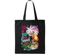 Let's Go Enjoy The Summer Party Chilling At The Beach Graphic Natural Ecological Cotton Tote Bag Black