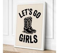 Let's Go Girls Retro Canvas Wall Art Print 24x16 Inch