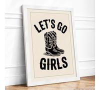 Let's Go Girls Retro Framed Wall Art Print A2 (59.4×42cm) White, Wall Decor for Living Room, Bedroom, Office & Home, Ready to Hang, Art Gift