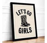 Let's Go Girls Retro Framed Wall Art Print A3 Black | Ready to Hang, Premium Gi Paper, Fade-Resistant Inks, Securely Packaged, UK Made