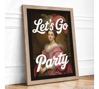 Let's Go Party Eclectic Framed Wall Art Print A1 (84.1×59.4cm) Oak, Wall Decor for Living Room, Bedroom, Office & Home, Ready to Hang, Art Gift