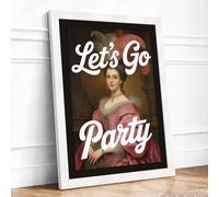 Let's Go Party Eclectic Framed Wall Art Print A1 (84.1×59.4cm) White, Wall Decor for Living Room, Bedroom, Office & Home, Ready to Hang, Art Gift