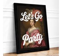 Let's Go Party Eclectic Framed Wall Art Print A3 (42×29.7cm) Black, Wall Decor for Living Room, Bedroom, Office & Home, Ready to Hang, Art Gift