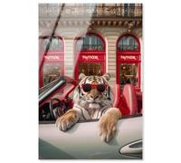 Lets Go Shopping Tiger Europe Acrylic Print Glam Wall Art by Notoriart, Ready to Hang, 20 x 30