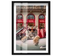Lets Go Shopping Tiger Europe Shadowbox Print Glam Wall Art by Notoriart, Black Frame, 20 x 30