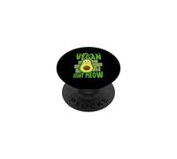 Let's Go Vegan Right Meow Cute Avocado Cat Vegetarian PopSockets Adhesive PopGrip