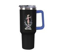 Let's Go Water Skiing Ski Coffee Cup Travel Mug Car Insulated Water Bottle with Lid and Straw 40oz