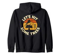 Lets Hit Some Trees Disc Golf Sunset Retro Sport Lover Zip Hoodie