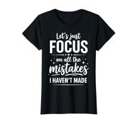 Lets Just Focus On All The Mistakes I Haven't Made Funny Value Graphic T-Shirt, Women, Black, S