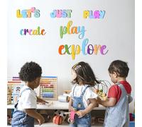 Lets Just Play Wall Sign Wooden Words Plaques For Kids Nursery Wall Art Decorations Colorful Wood Signs Play Sign For Playroom Wall Wooden Wall Decor Words For Baby Bedroom Daycare
