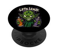 Let's Leave Alien - Vintage Graffiti Alien UFO Lover PopSockets Adhesive PopGrip