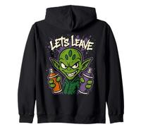 Let's Leave Alien - Vintage Graffiti Alien UFO Lover Zip Hoodie