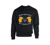 Let's Lots Raise Pudsey Day Jumper Bear Comic Stitch Charity Spotty Relief Sweater Children Need School Event Unisex kids Adults Sweatshirt (Black, 3 Years)