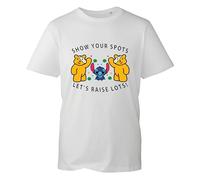 Let's Lots Raise Pudsey Day T-Shirt Bear Comic Stitch Tshirt Charity Spotty Day Relief tee Children Need School Event Unisex Kids Adults Top (White, 9 Years)