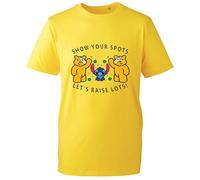 Let's Lots Raise Pudsey Day T-Shirt Bear Comic Stitch Tshirt Charity Spotty Day Relief tee Children Need School Event Unisex Kids Adults Top (Yellow, L)