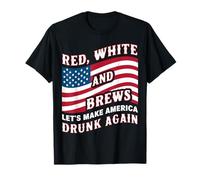 Let's Make America Drunk Again 4th Of July Funny Usa Flag T-Shirt