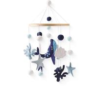 let's make Baby Mobile Wooden with Balls, Blue Whale Bed Bell Wind Chime, Mobile for Boys and Girls, Fresh Home Decoration Gift