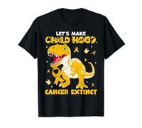 Let's Make Childhood Cancer Extinct Cute Yellow Dinosaur Kid T-Shirt