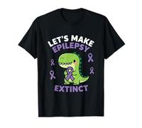 Let's Make Epilepsy Extinct Dinosaur Purple Ribbon Boy Girl T-Shirt