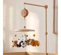 let's make Safari Crochet Animal Crib Mobile with Wooden Arm & Music Box | Complete crochet animal crib mobile set with 3 play modes, 28.35 inch wooden crib mobile arm for a coordinated nursery look