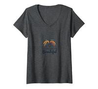 Let's Make Something Beautiful - Artistic Inspiration V-Neck T-Shirt, Women, Dark Heather Grey, L