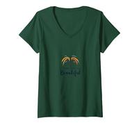 Let's Make Something Beautiful - Artistic Inspiration V-Neck T-Shirt, Women, Forest Green, XL