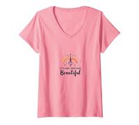 Let's Make Something Beautiful - Artistic Inspiration V-Neck T-Shirt, Women, Pink, XXL