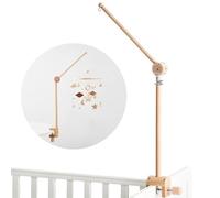 let's make Wooden Mobile Holder for Baby Bed, Height Adjustable & 360° Rotating Mobile Arm with Extended Curved Base, Mobile Holder for Baby Cot, Baby Bed Accessories, Nursery Decoration