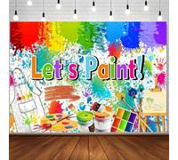 Let's Paint Backdrop Banner Graffiti Art Painting Party Supplies 7x5ft Polyester Watercolor Colorful Paint Splatter Photography Background for Art Theme Birthday Baby Shower Decorations