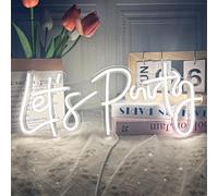 Let's Party Neon Sign, LED Neon Light Signs for Wall Decor, Art Decoration Letter Neon Light Sign for Bedroom Decor,Birthday Party,Wedding,Valentines Day Gift (Let's Party-White),40 x 17CM