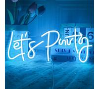 Let's Party Neon Sign, LED Neon Light Signs for Wall Decor, Art Decoration Letter Neon Light Sign for Bedroom Decor,Birthday Party,Wedding,Valentines Day Gift (Let's Party-Blue),40 x 17CM