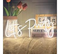 Let's Party Neon Sign, LED Neon Light Signs for Wall Decor, Art Decoration Letter Neon Light Sign for Bedroom Decor,Birthday Party,Wedding,Valentines Day Gift (Let's Party-Warm White),40 x 17CM