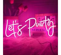 Let's Party Neon Sign, LED Neon Light Signs for Wall Decor, Art Decoration Letter Neon Light Sign for Bedroom Decor,Birthday Party,Wedding,Valentines Day Gift (Let's Party-Pink),40 x 17CM