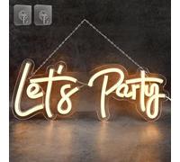 Let's Party Neon Signs, LED Neon Light Sign with Hanging Chain and Hook, 2M USB Cord with on/off switch Neon Light Sign, Let's Party Neon Lights for Birthday Party Bar Party Xmas
